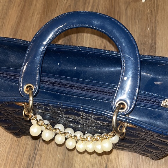 Navy pearled bag - Picture 2 of 7
